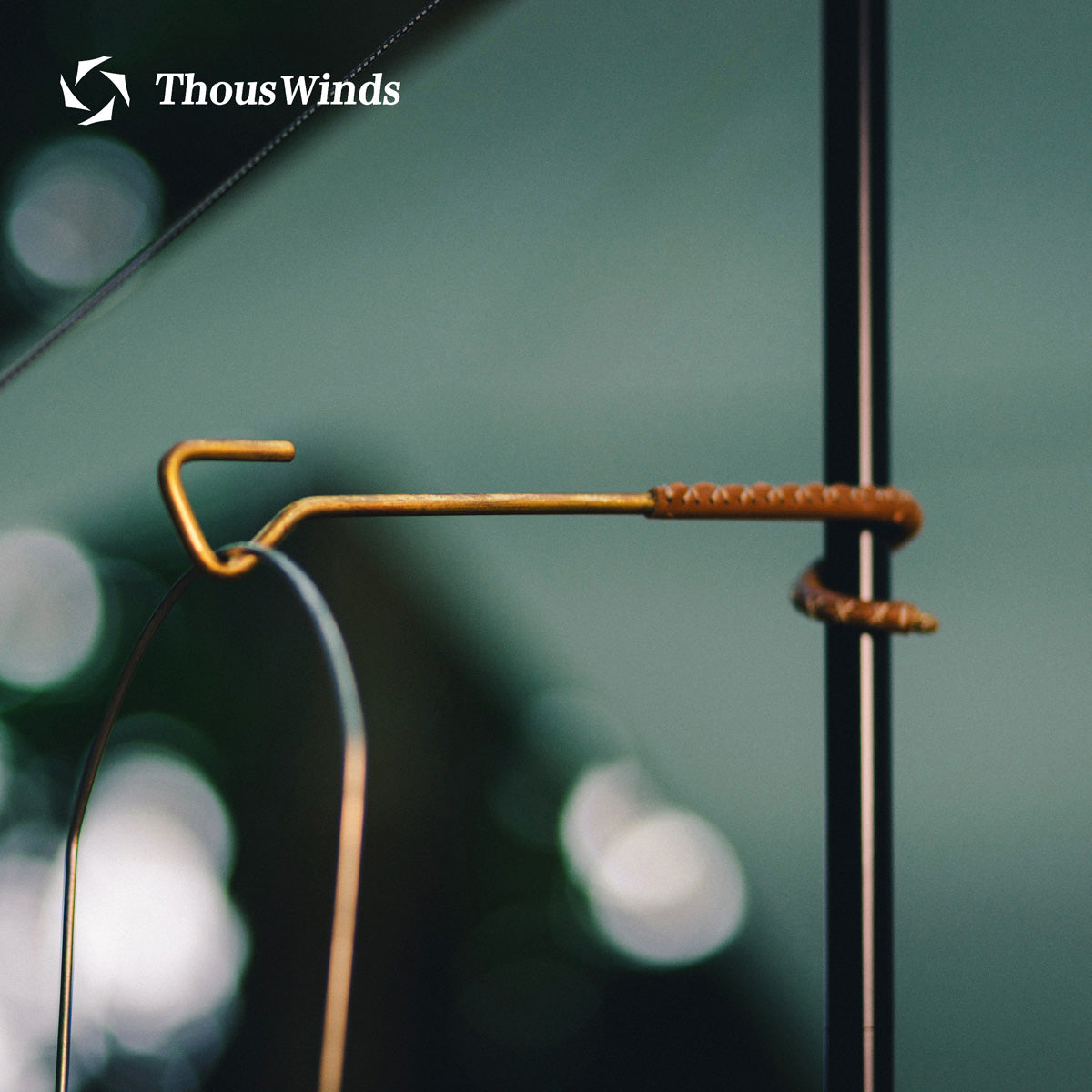 Brass Cowhide Lantern Hook Stand