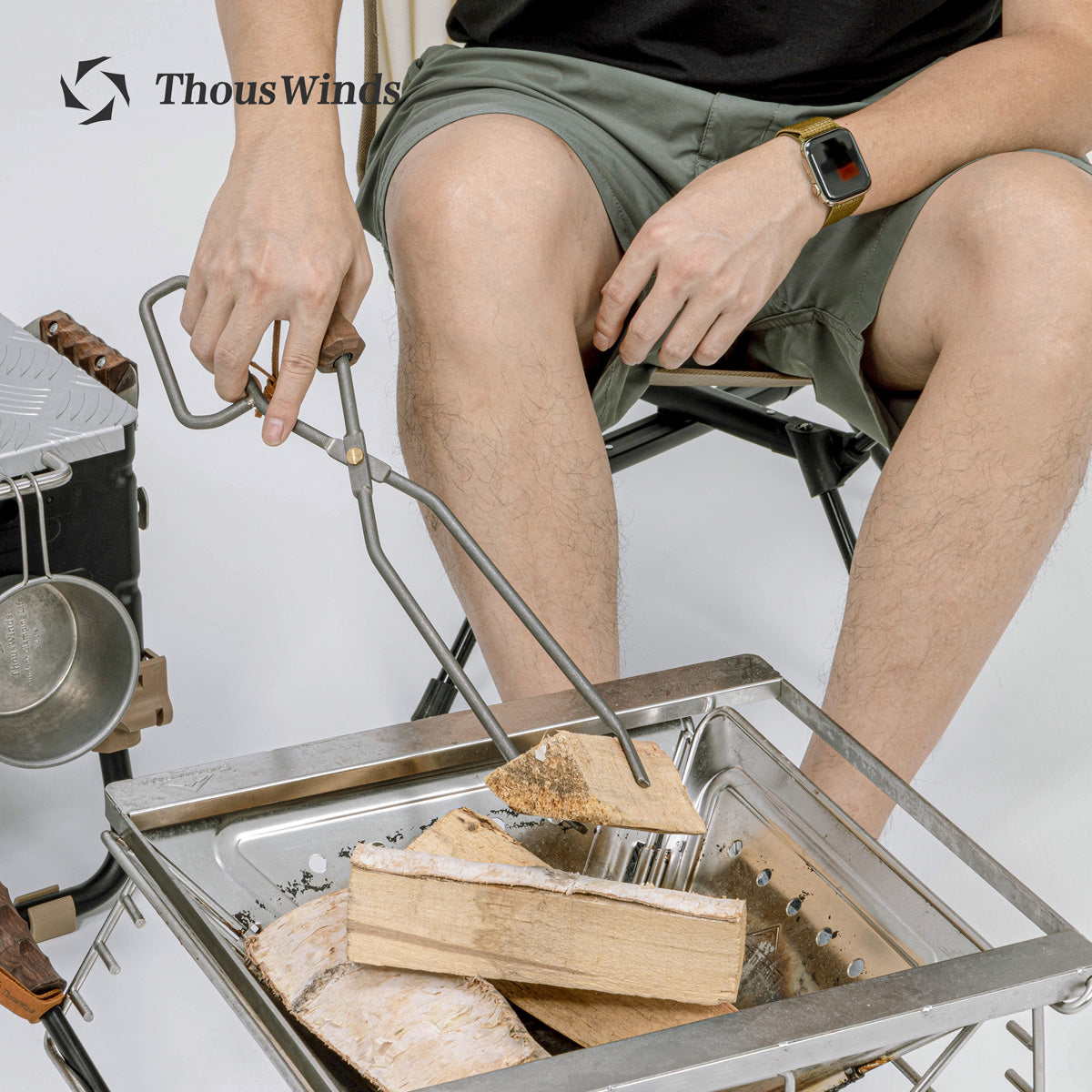 YAMA Wooden Titanium Wood Stove Tong
