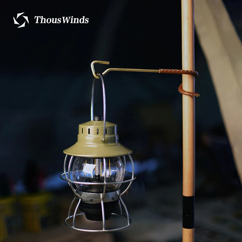 Brass Cowhide Lantern Hook Stand
