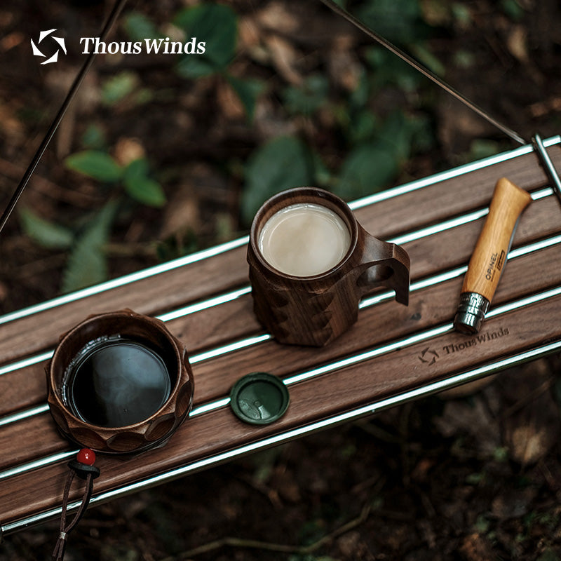 Thous Winds Fika Cup Outdoor Mountain Wood Art Black Walnut Teak Coffee Cup Water Cup Wooden Cup