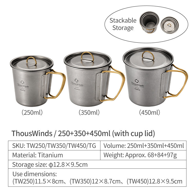 ThousWinds 250/350/450ML Ti-Single Cup