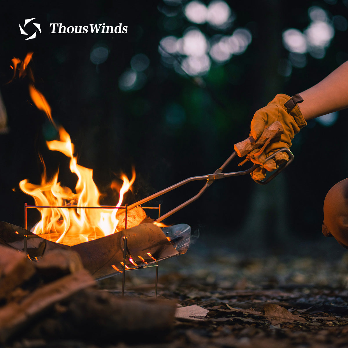 Thous Winds YAMA Wooden Titanium Fire Tong Camping Wood Stove Tongs