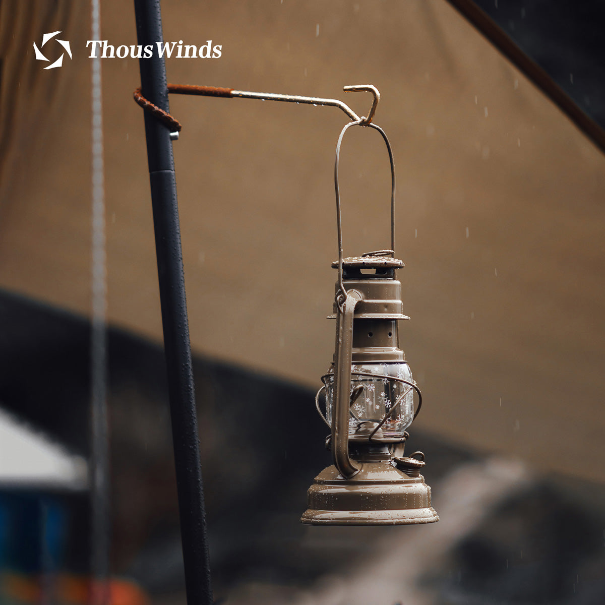 Brass Cowhide Lantern Hook Stand