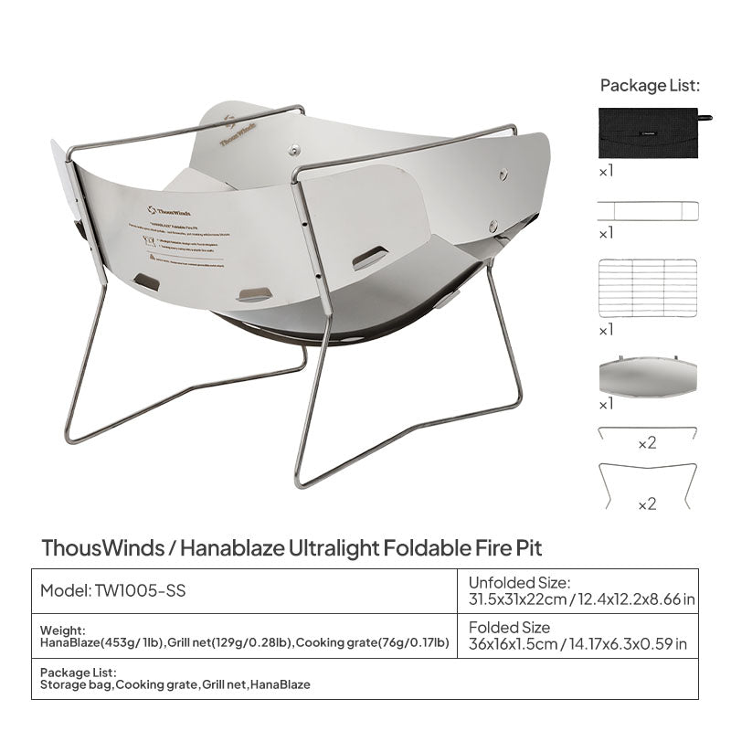 ThousWinds Hanablaze Ultralight Foldable Fire Pit