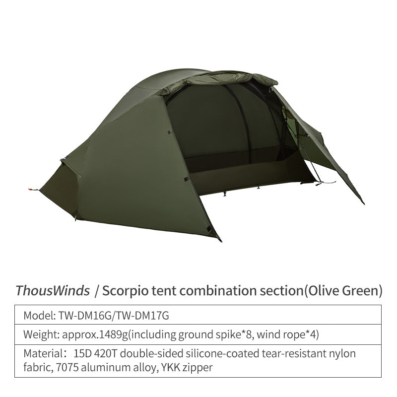 ThousWinds Aluminium Stand Tactical Camp Enlarged Bed + Scorpio Tent(Inner Tent + Rainfly)