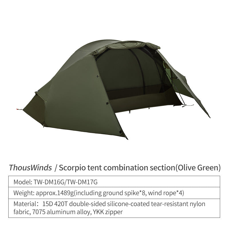 ThousWinds Aluminium Stand Tactical Camp Enlarged Bed + Scorpio Tent(Inside + Outside)