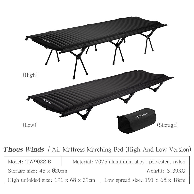 Thous Winds Outdoor camping bed aluminum alloy portable single rest camping air mattress folding bed