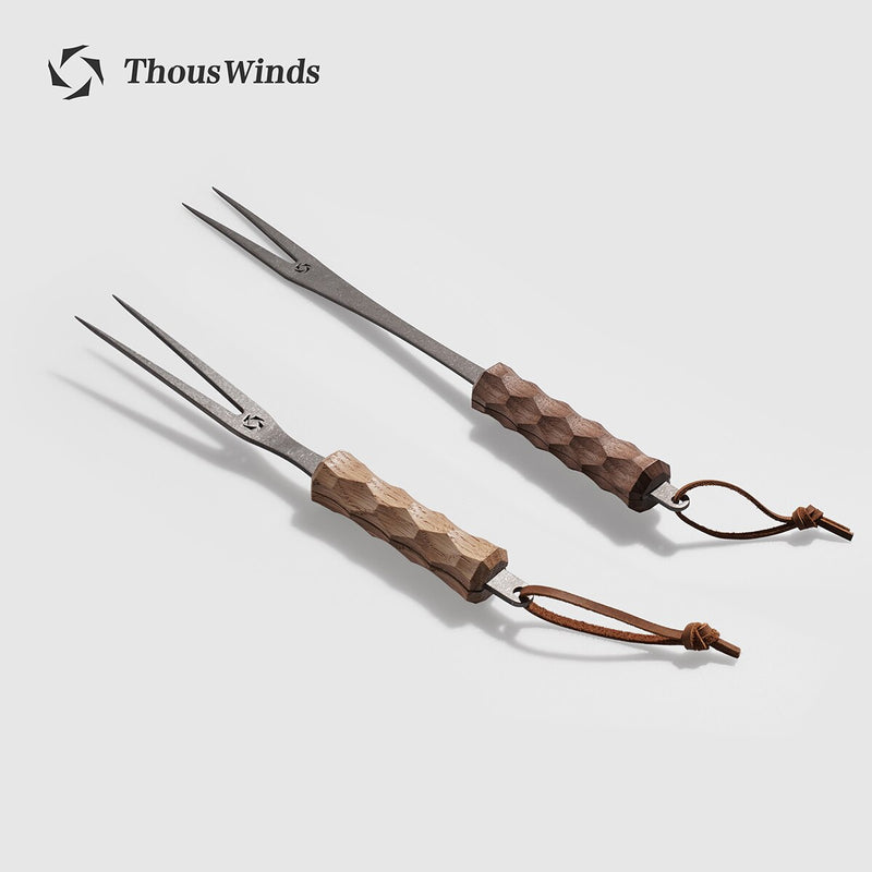 Thous Winds Titanium Roasting Fork Of Hot Dog Telescoping Roasting Camping Wooden Handle Barbecue Fork Roast Fork Barbecue Tool