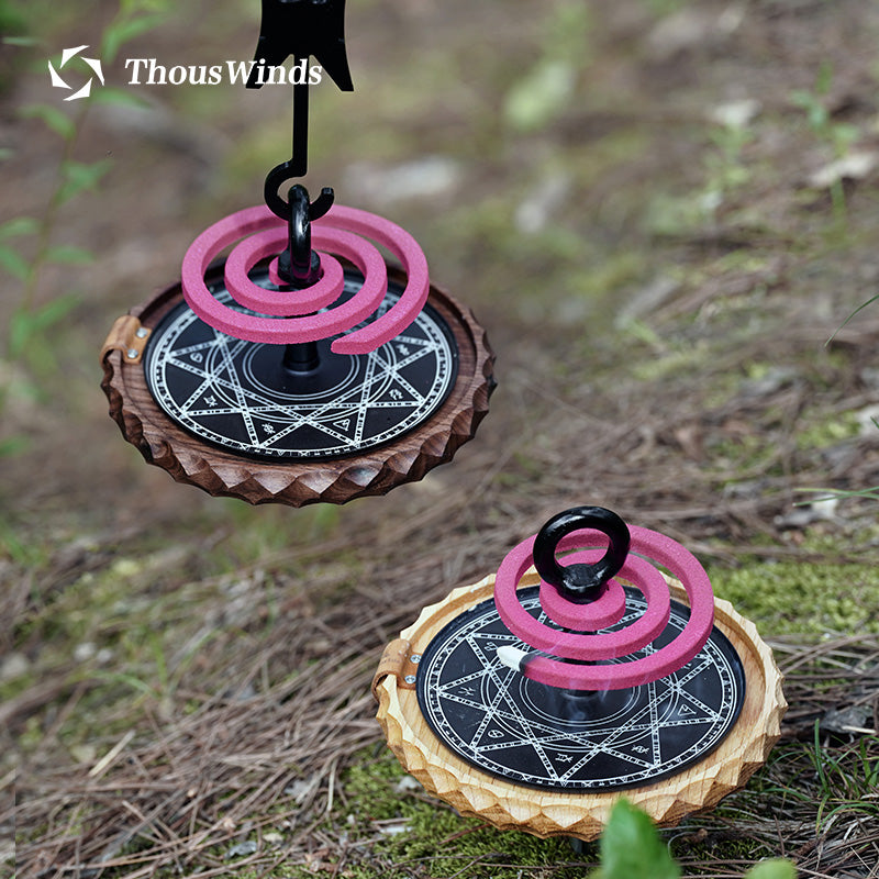 Thous Winds Black Walnut Mosquito Coil Ash Tray Outdoor Camping Can Be Hung Solid Wood White Oak Mosquito Coil Ash Tray TW5050