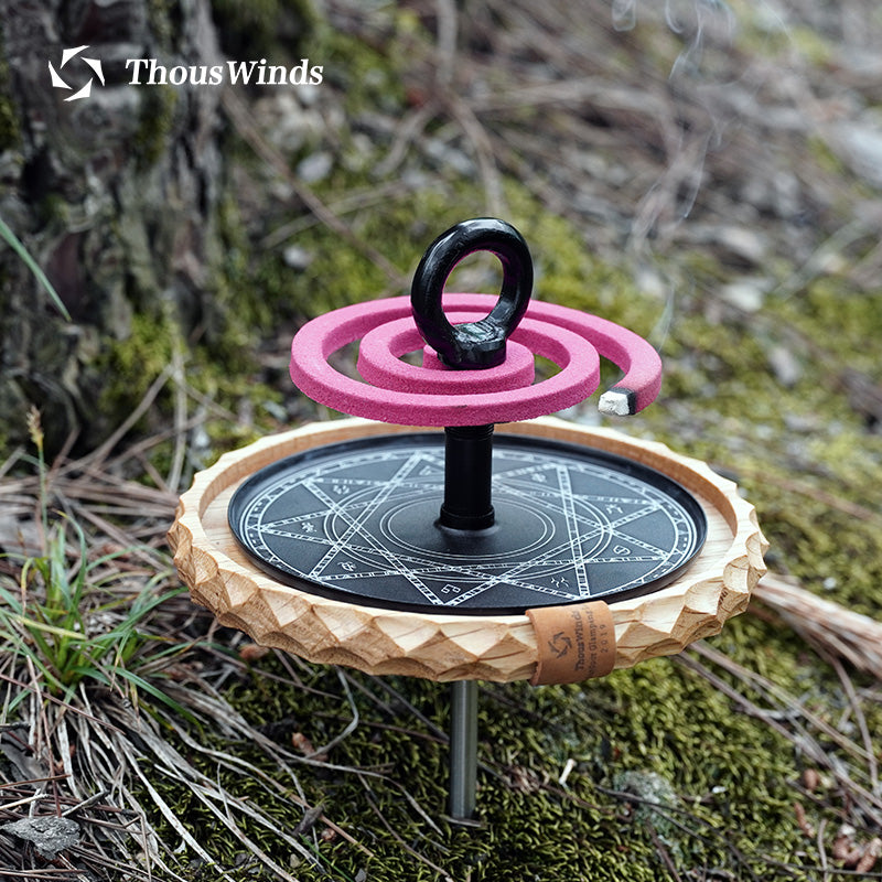 Thous Winds Black Walnut Mosquito Coil Ash Tray Outdoor Camping Can Be Hung Solid Wood White Oak Mosquito Coil Ash Tray TW5050