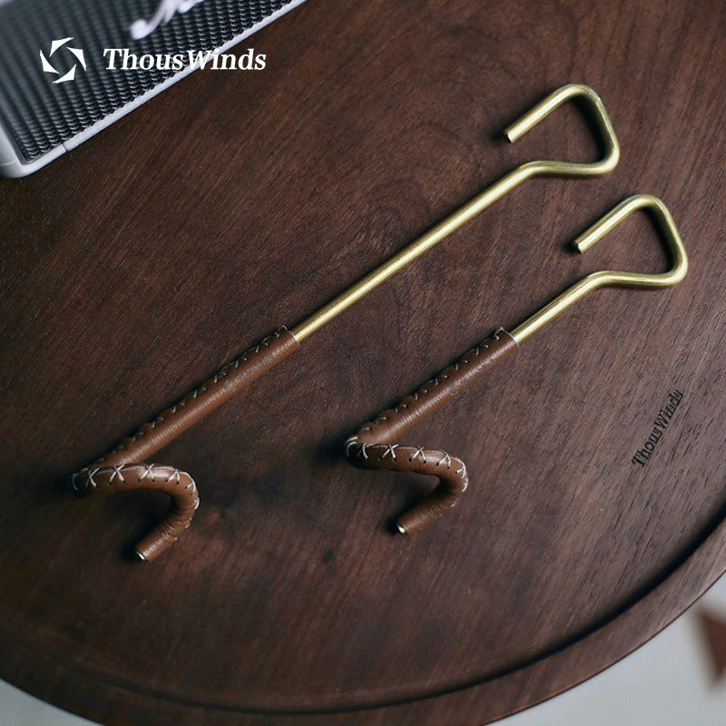 Brass Cowhide Lantern Hook Stand