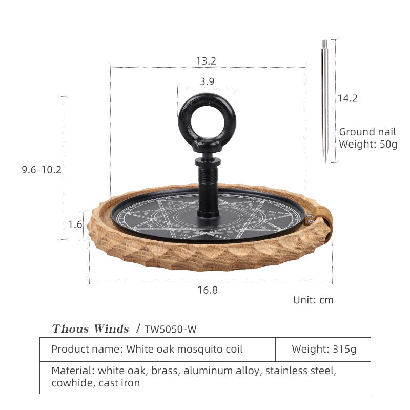 Thous Winds Black Walnut Mosquito Coil Ash Tray Outdoor Camping Can Be Hung Solid Wood White Oak Mosquito Coil Ash Tray TW5050