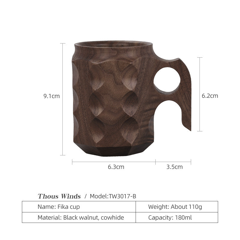 Thous Winds Fika Cup Outdoor Mountain Wood Art Black Walnut Teak Coffee Cup Water Cup Wooden Cup