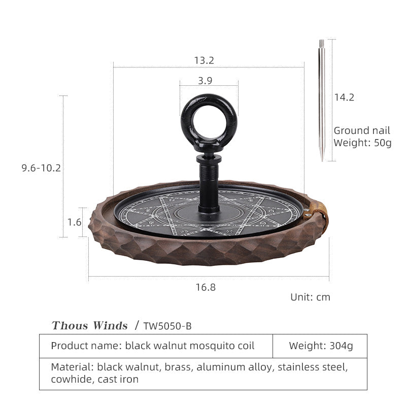 Thous Winds Black Walnut Mosquito Coil Ash Tray Outdoor Camping Can Be Hung Solid Wood White Oak Mosquito Coil Ash Tray TW5050