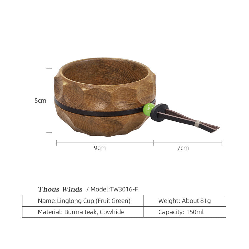 Thous Winds Wooden Linglong Cup Outdoor Camping Handmade Black Walnut Water Cup Coffee Cup Camp Bowl