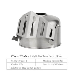 ThousWinds Outdoor Knight Gas Canister Cover Retro Metal Blackout Camping G2 Flat Gas Canister Protective Cover
